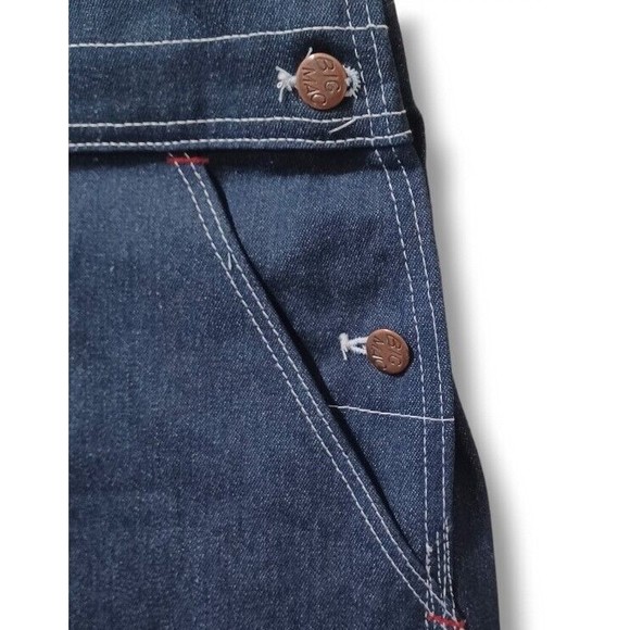 Big Mac 42x34 Dark Wash Bib Overalls Mens Carpenter Utility Blue Jeans Vtg NOS - Picture 6 of 16